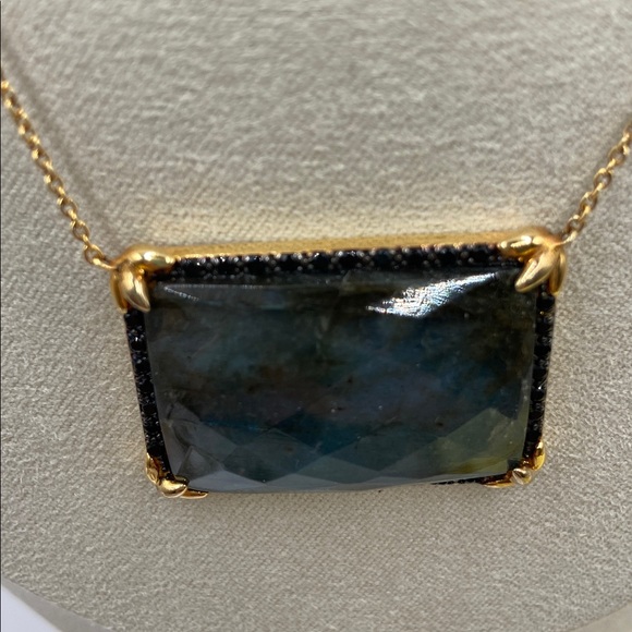 Rarities by Carol Brodie Gold Plated Sterling Labradorite Black Spinel Necklace - Picture 5 of 8